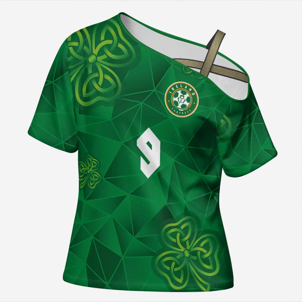 Custom Ireland Football Cross Shoulder Shirt Shamrock Celtic Geometric Sport