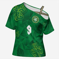 Custom Ireland Football Cross Shoulder Shirt Shamrock Celtic Geometric Sport