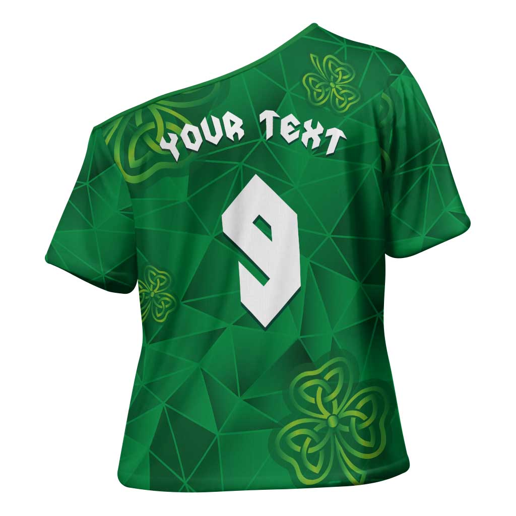 Custom Ireland Football Cross Shoulder Shirt Shamrock Celtic Geometric Sport