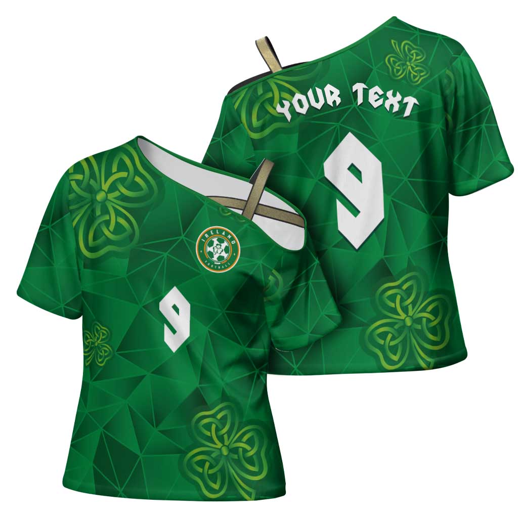 Custom Ireland Football Cross Shoulder Shirt Shamrock Celtic Geometric Sport