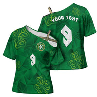 Custom Ireland Football Cross Shoulder Shirt Shamrock Celtic Geometric Sport