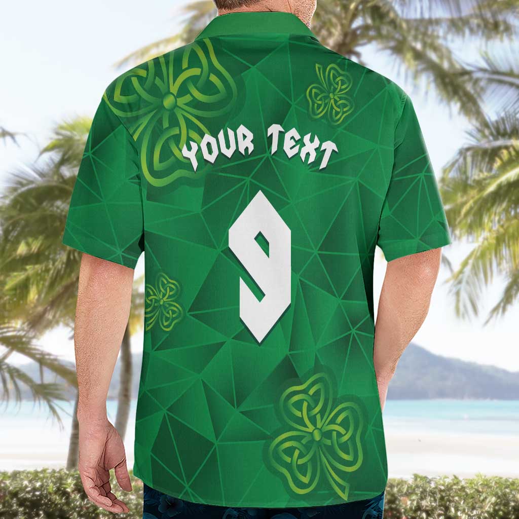 Custom Ireland Football Hawaiian Shirt Shamrock Celtic Geometric Sport