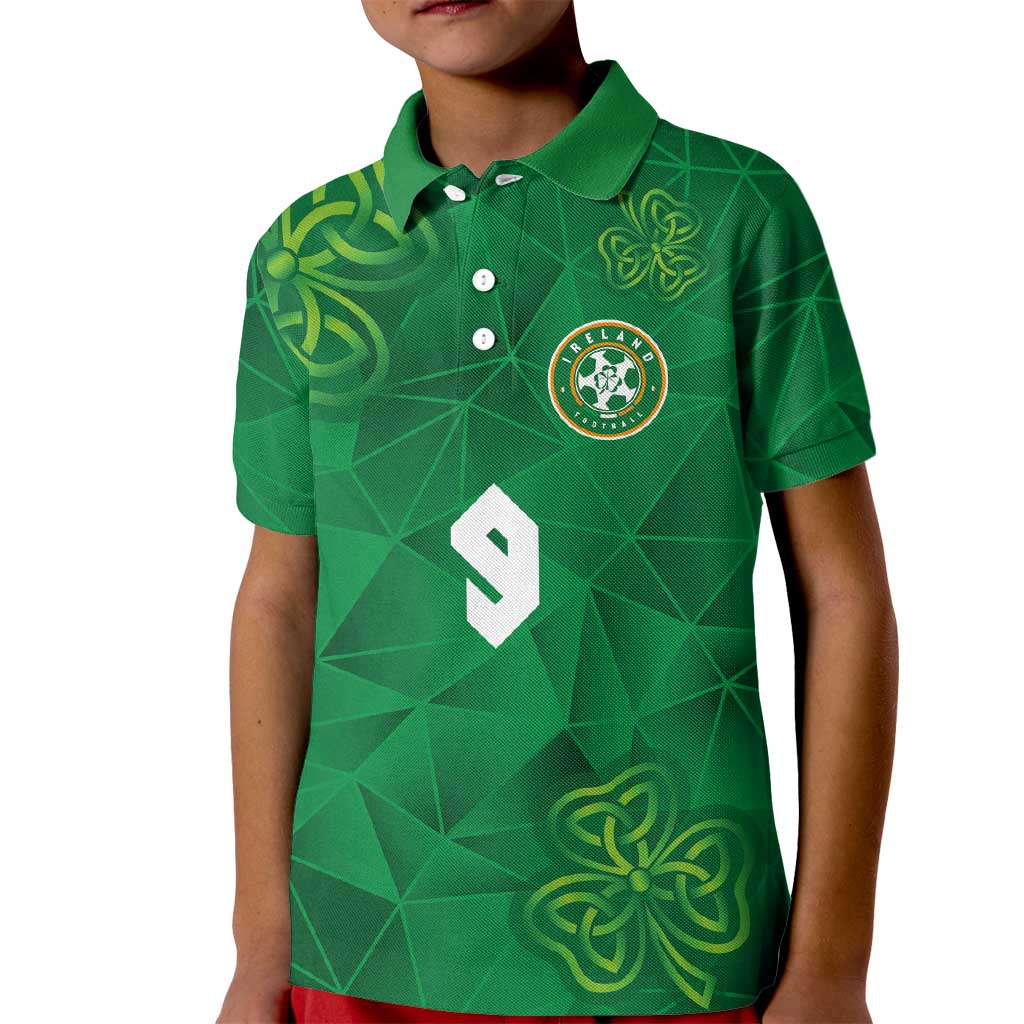 Custom Ireland Football Kid Polo Shirt Shamrock Celtic Geometric Sport