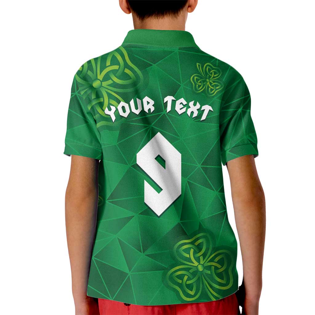 Custom Ireland Football Kid Polo Shirt Shamrock Celtic Geometric Sport