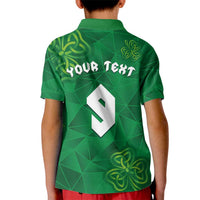 Custom Ireland Football Kid Polo Shirt Shamrock Celtic Geometric Sport
