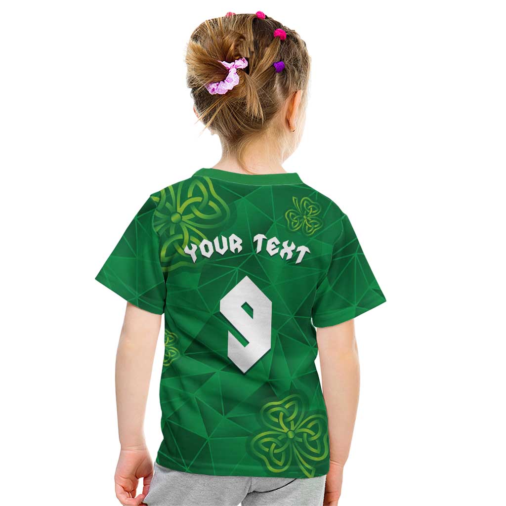 Custom Ireland Football Kid T Shirt Shamrock Celtic Geometric Sport