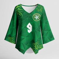 Custom Ireland Football Kimono Sleeve Blouse Shamrock Celtic Geometric Sport