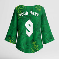 Custom Ireland Football Kimono Sleeve Blouse Shamrock Celtic Geometric Sport