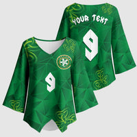 Custom Ireland Football Kimono Sleeve Blouse Shamrock Celtic Geometric Sport