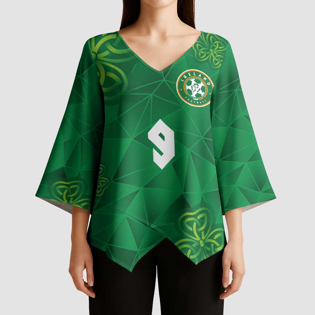 Custom Ireland Football Kimono Sleeve Blouse Shamrock Celtic Geometric Sport