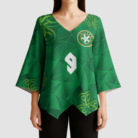 Custom Ireland Football Kimono Sleeve Blouse Shamrock Celtic Geometric Sport