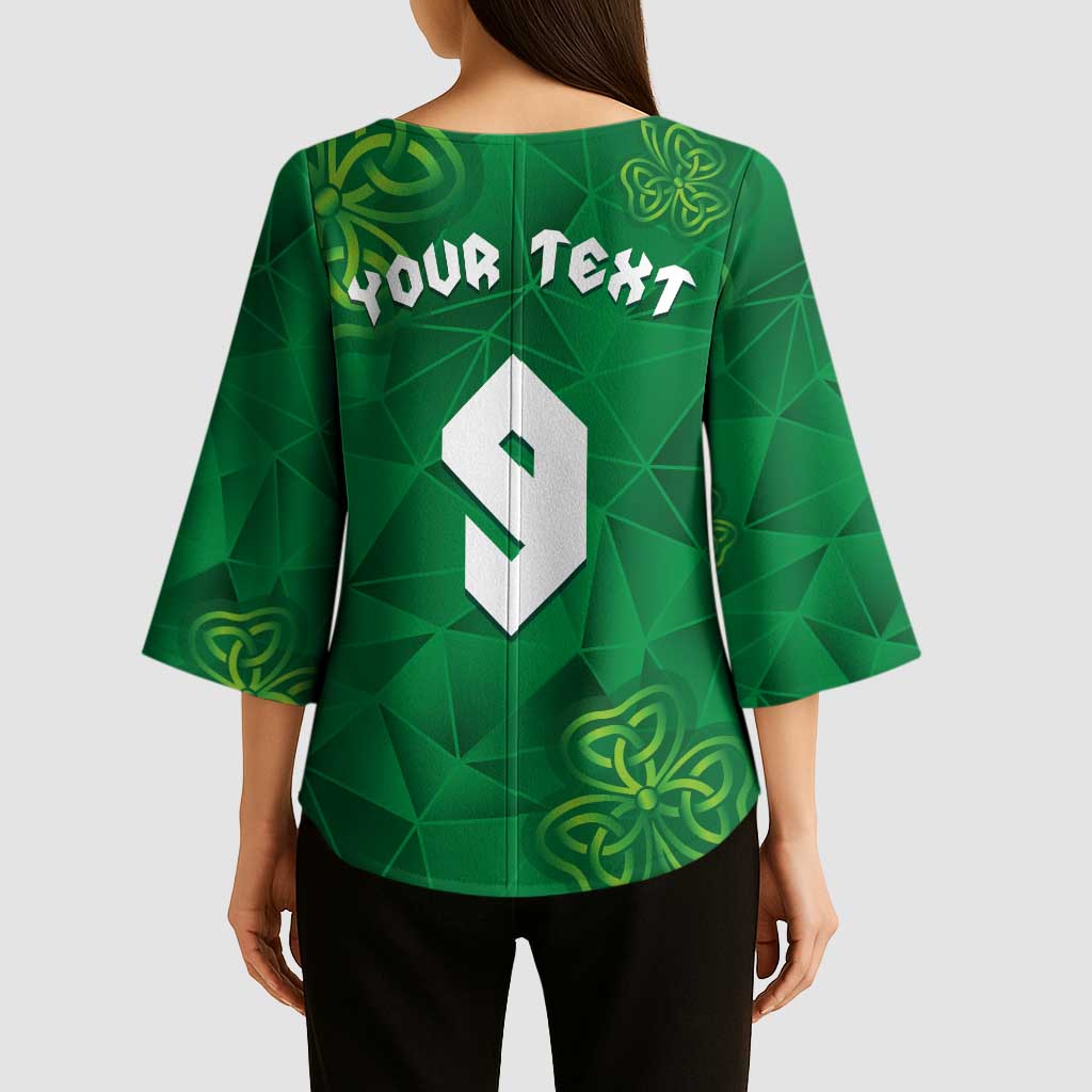 Custom Ireland Football Kimono Sleeve Blouse Shamrock Celtic Geometric Sport