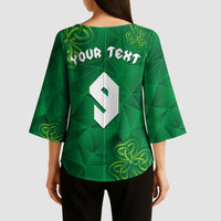 Custom Ireland Football Kimono Sleeve Blouse Shamrock Celtic Geometric Sport