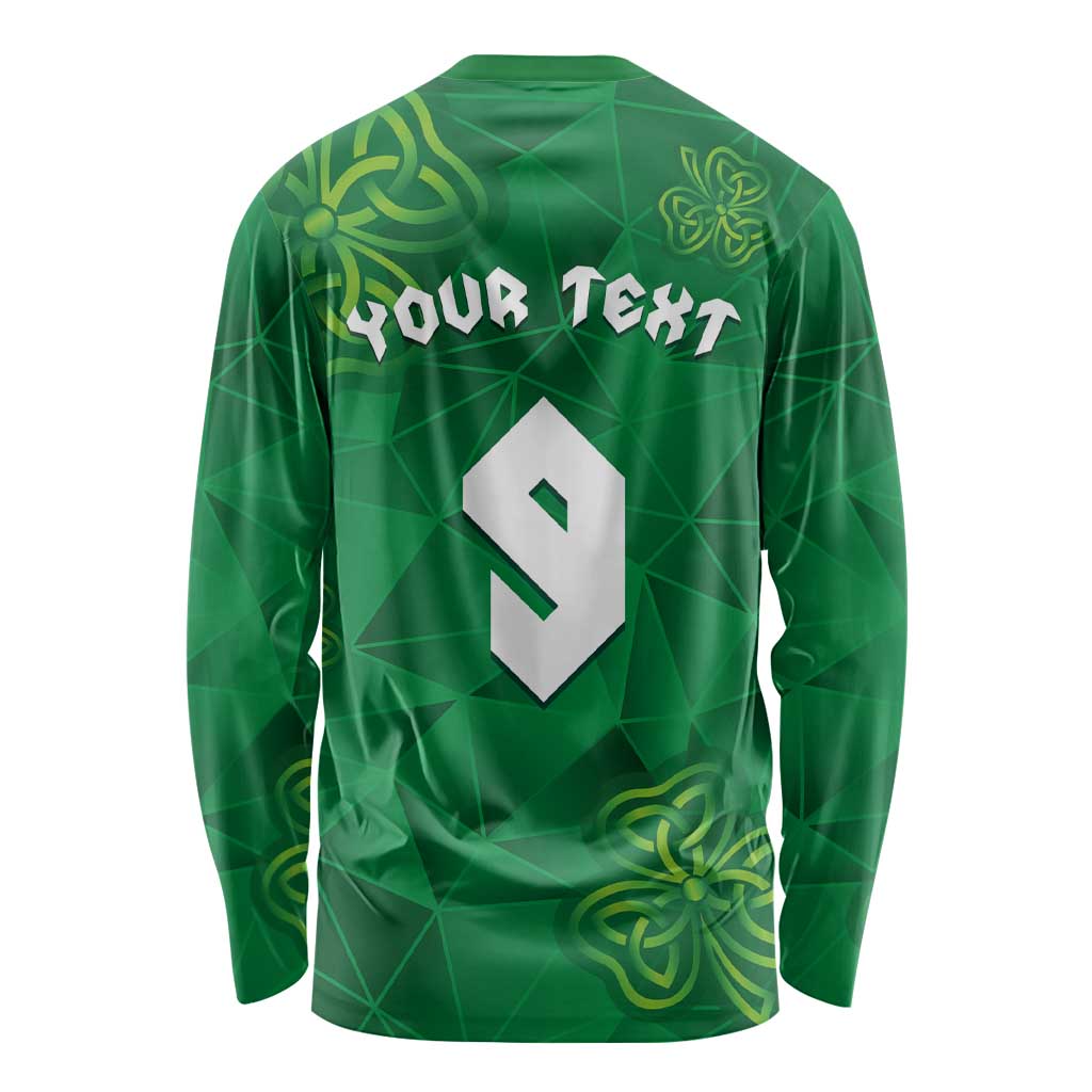 Custom Ireland Football Long Sleeve Shirt Shamrock Celtic Geometric Sport