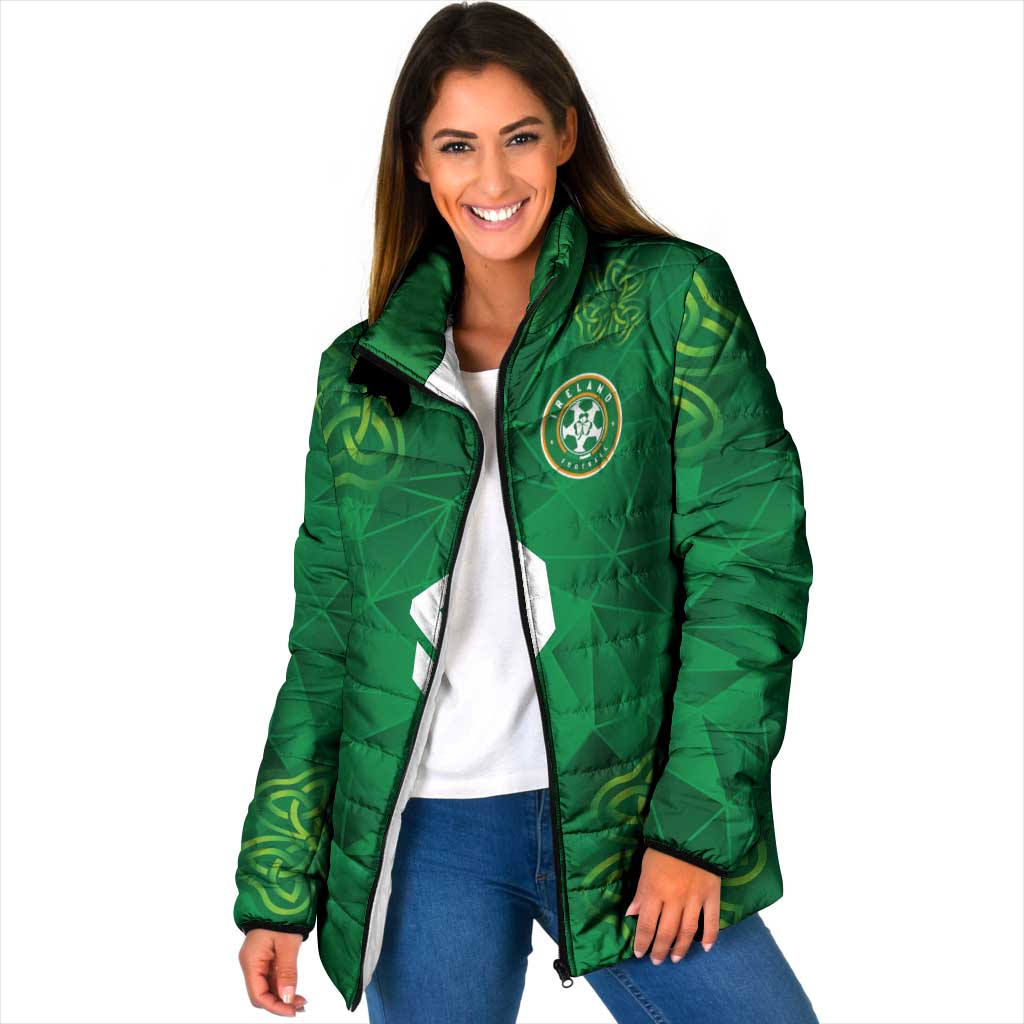Custom Ireland Football Padded Jacket Shamrock Celtic Geometric Sport