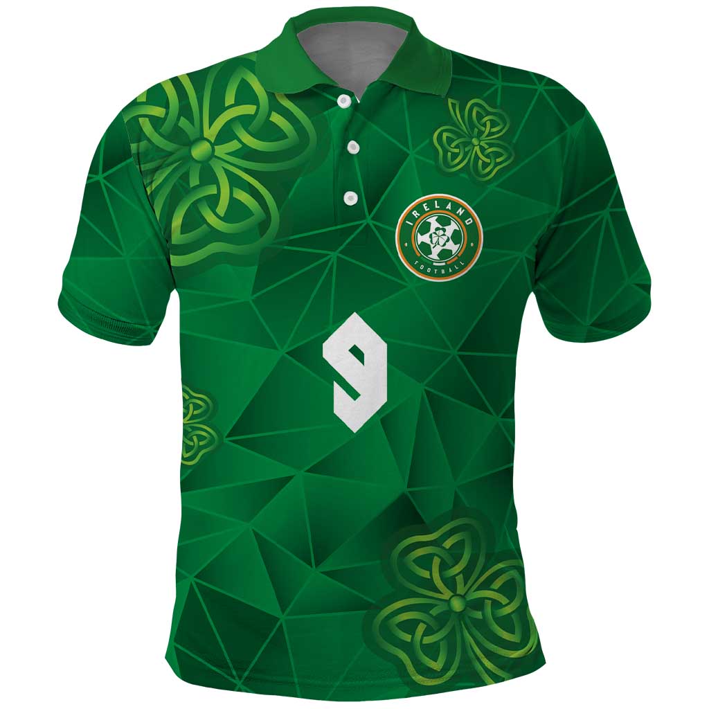 Custom Ireland Football Polo Shirt Shamrock Celtic Geometric Sport