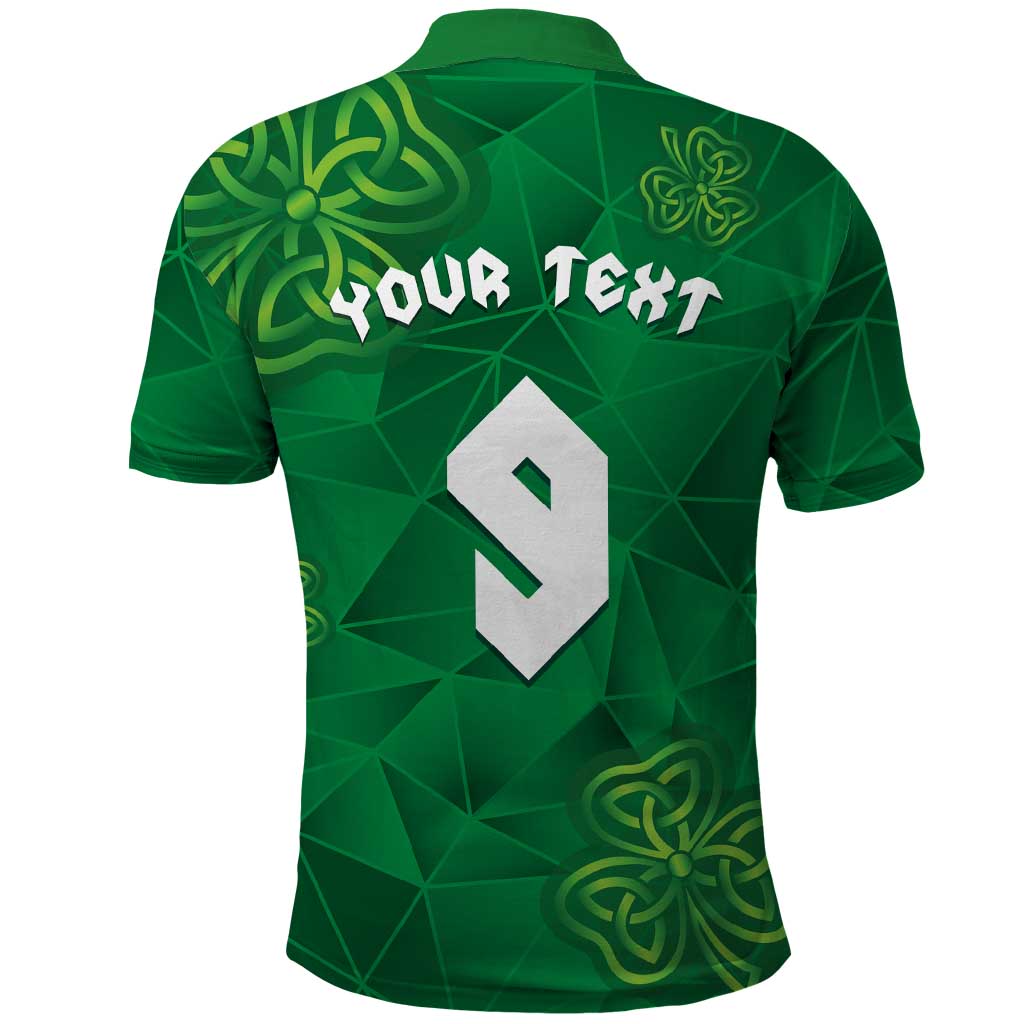 Custom Ireland Football Polo Shirt Shamrock Celtic Geometric Sport