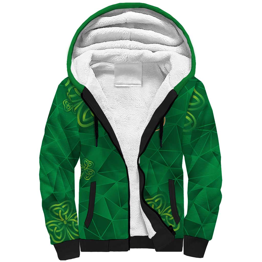 Custom Ireland Football Sherpa Hoodie Shamrock Celtic Geometric Sport