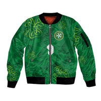 Custom Ireland Football Sleeve Zip Bomber Jacket Shamrock Celtic Geometric Sport