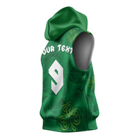Custom Ireland Football Sleeveless Hoodie Shamrock Celtic Geometric Sport