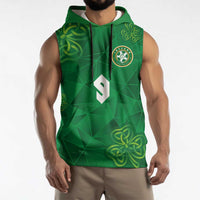 Custom Ireland Football Sleeveless Hoodie Shamrock Celtic Geometric Sport