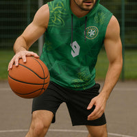 Custom Ireland Football Sleeveless Hoodie Shamrock Celtic Geometric Sport