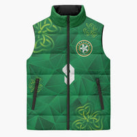 Custom Ireland Football Sleeveless Puffer Jacket Shamrock Celtic Geometric Sport