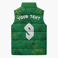 Custom Ireland Football Sleeveless Puffer Jacket Shamrock Celtic Geometric Sport
