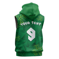 Custom Ireland Football Sleeveless Zip Hoodie Shamrock Celtic Geometric Sport