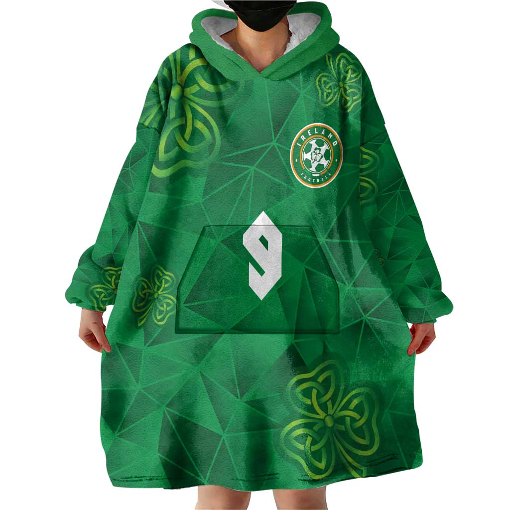 Custom Ireland Football Wearable Blanket Hoodie Shamrock Celtic Geometric Sport