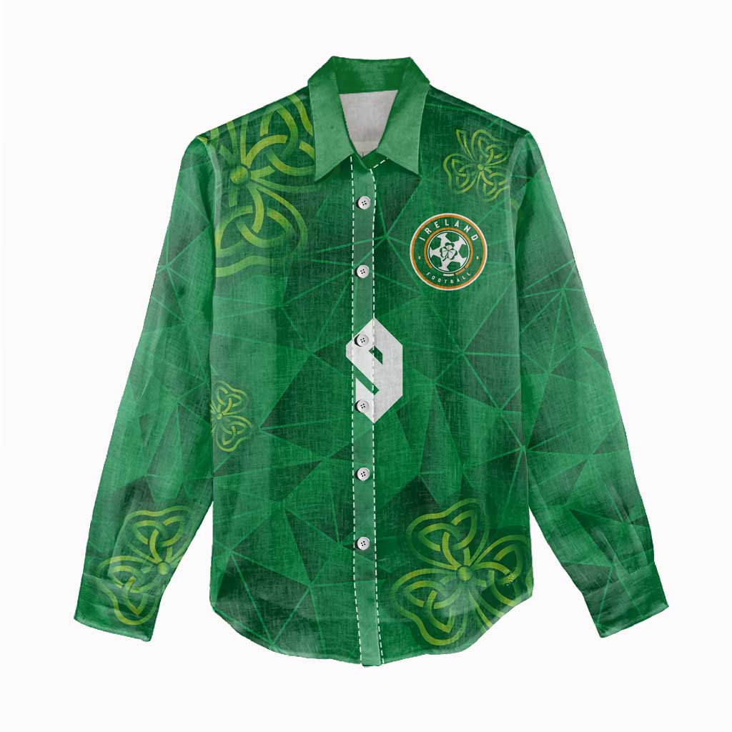 Custom Ireland Football Women Casual Shirt Shamrock Celtic Geometric Sport