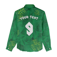 Custom Ireland Football Women Casual Shirt Shamrock Celtic Geometric Sport