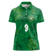 Custom Ireland Football Women Polo Shirt Shamrock Celtic Geometric Sport
