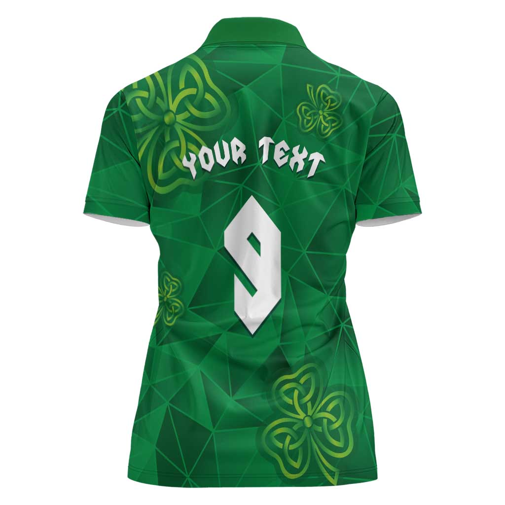 Custom Ireland Football Women Polo Shirt Shamrock Celtic Geometric Sport