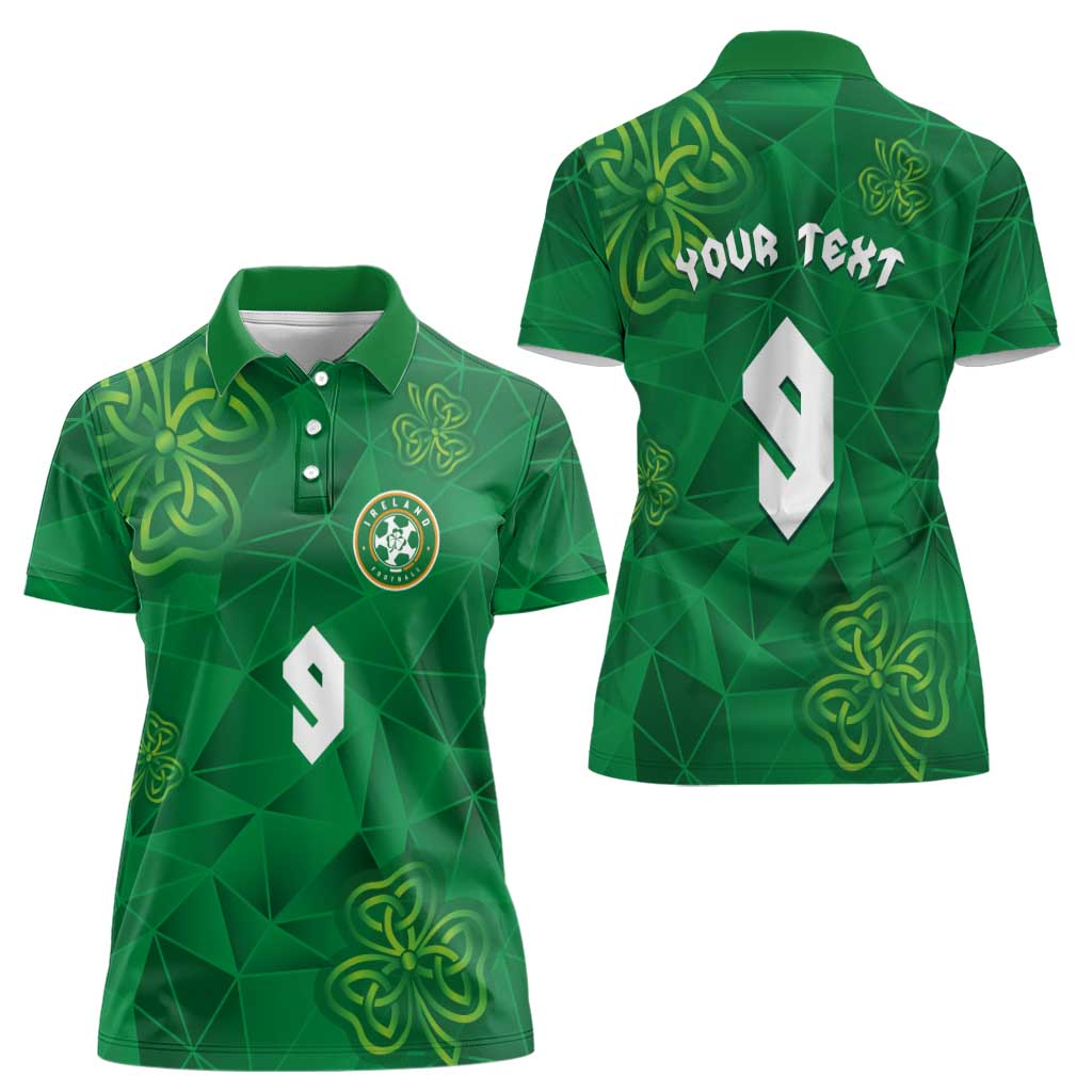 Custom Ireland Football Women Polo Shirt Shamrock Celtic Geometric Sport