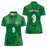 Custom Ireland Football Women Polo Shirt Shamrock Celtic Geometric Sport