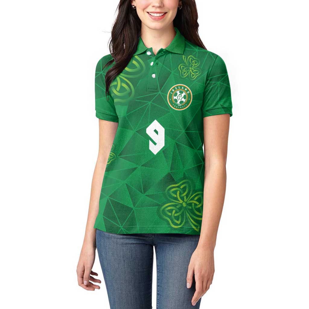 Custom Ireland Football Women Polo Shirt Shamrock Celtic Geometric Sport
