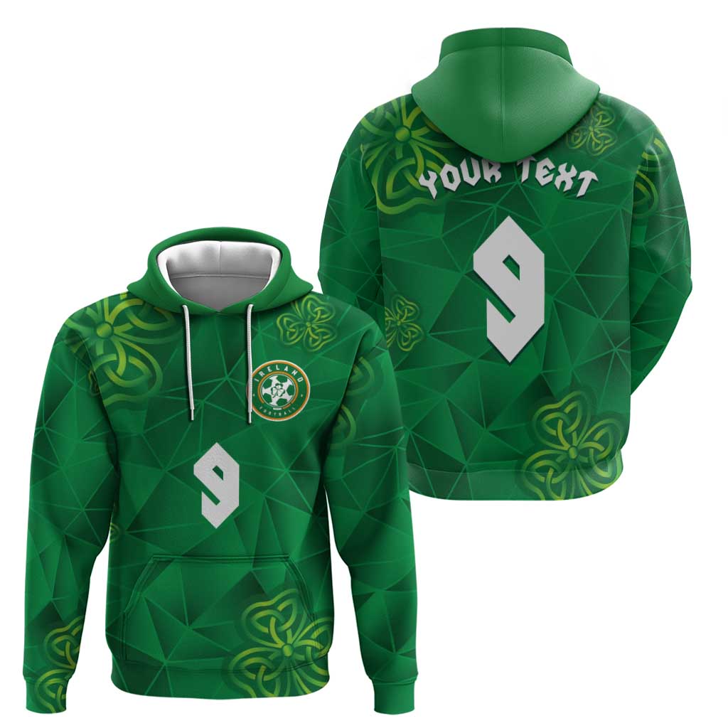 Custom Ireland Football Zip Hoodie Shamrock Celtic Geometric Sport