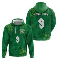 Custom Ireland Football Zip Hoodie Shamrock Celtic Geometric Sport