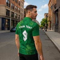 Custom Ireland Football Zipper Polo Shirt Shamrock Celtic Geometric Sport
