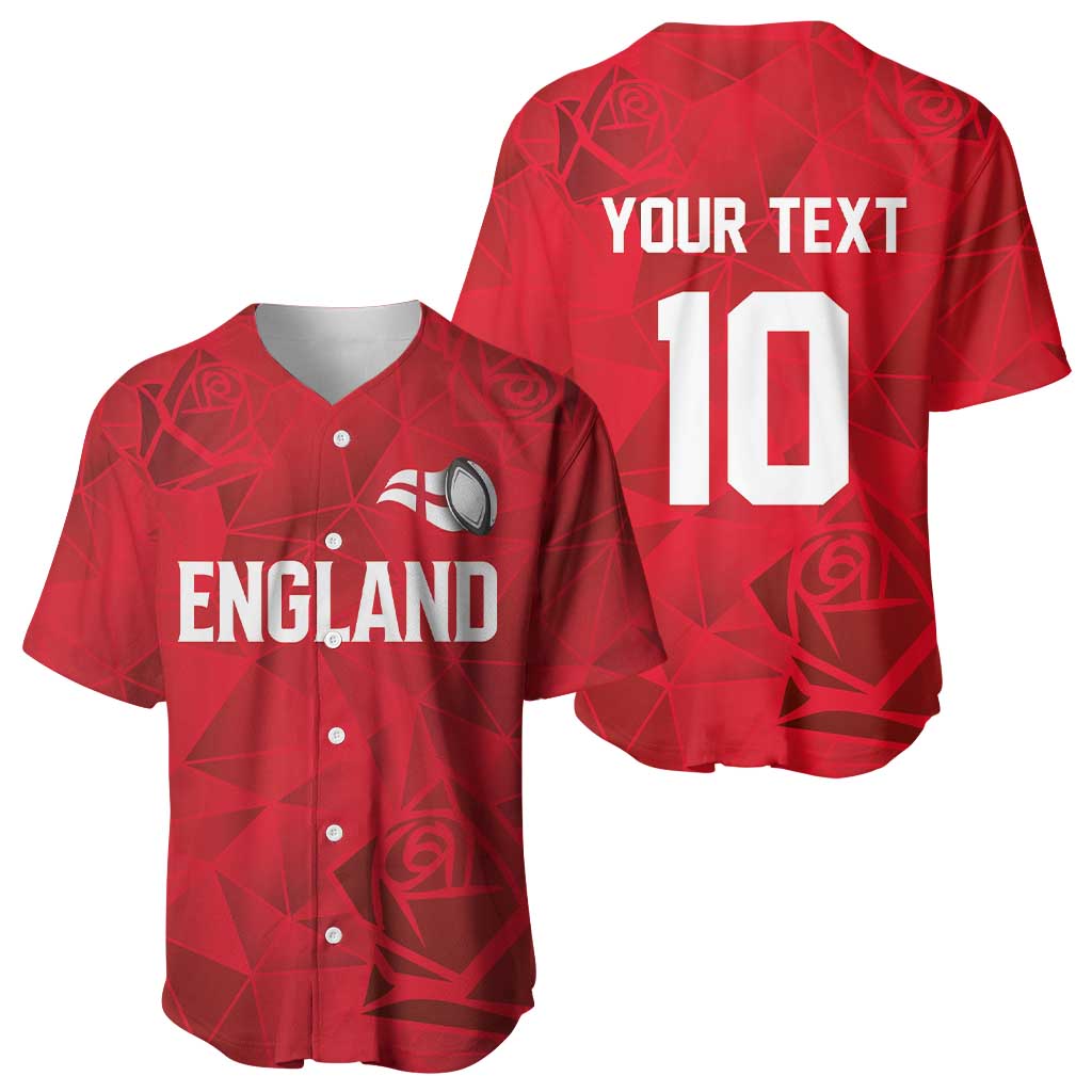 Custom England Rugby Baseball Jersey Roses Geometric Sport
