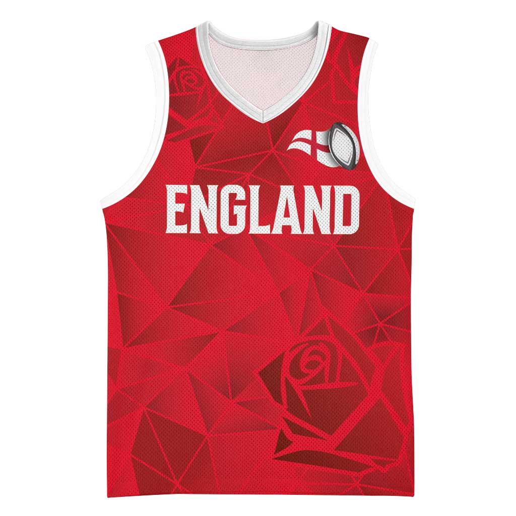 Custom England Rugby Basketball Jersey Roses Geometric Sport