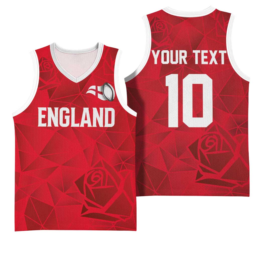 Custom England Rugby Basketball Jersey Roses Geometric Sport