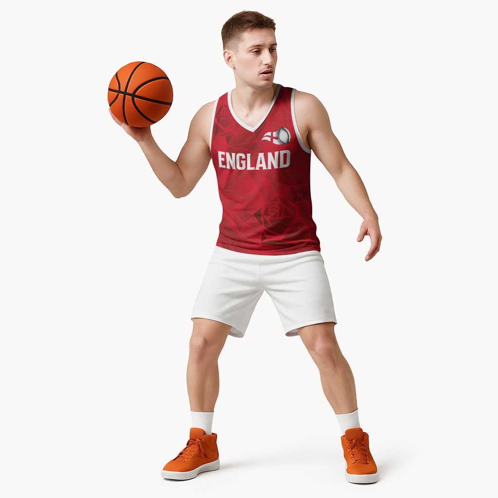 Custom England Rugby Basketball Jersey Roses Geometric Sport