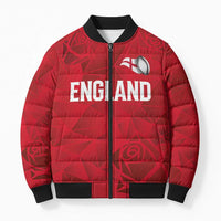 Custom England Rugby Bomber Puffer Jacket Roses Geometric Sport