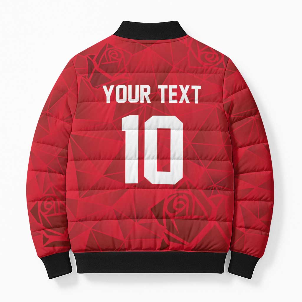 Custom England Rugby Bomber Puffer Jacket Roses Geometric Sport