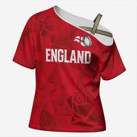 Custom England Rugby Cross Shoulder Shirt Roses Geometric Sport