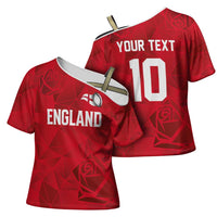 Custom England Rugby Cross Shoulder Shirt Roses Geometric Sport