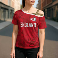 Custom England Rugby Cross Shoulder Shirt Roses Geometric Sport