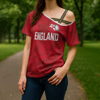 Custom England Rugby Cross Shoulder Shirt Roses Geometric Sport